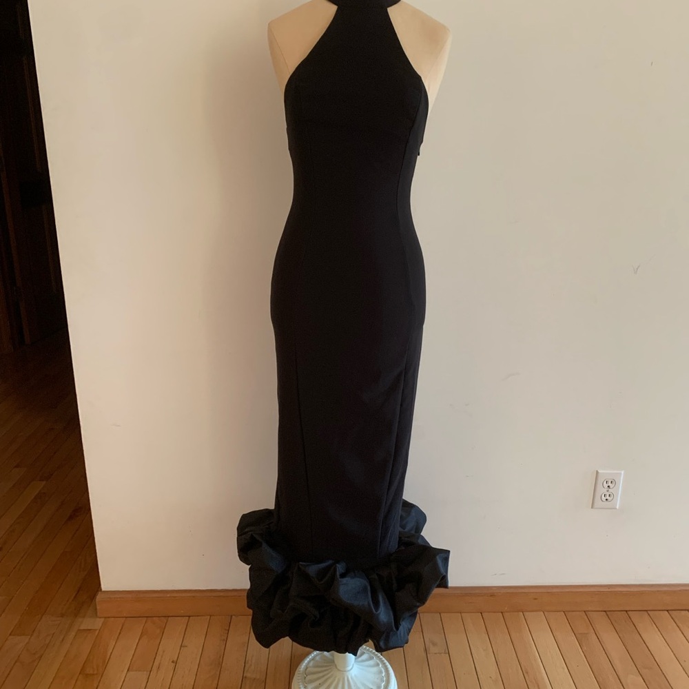 HOUSE OF CB Halter Neck Ruffle Hem Crepe Cocktail Dress